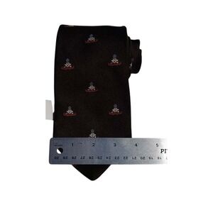 Resilio Necktie Mens OS Brown‎ Crest Crown Embroidery Coastal Nautical Yacht